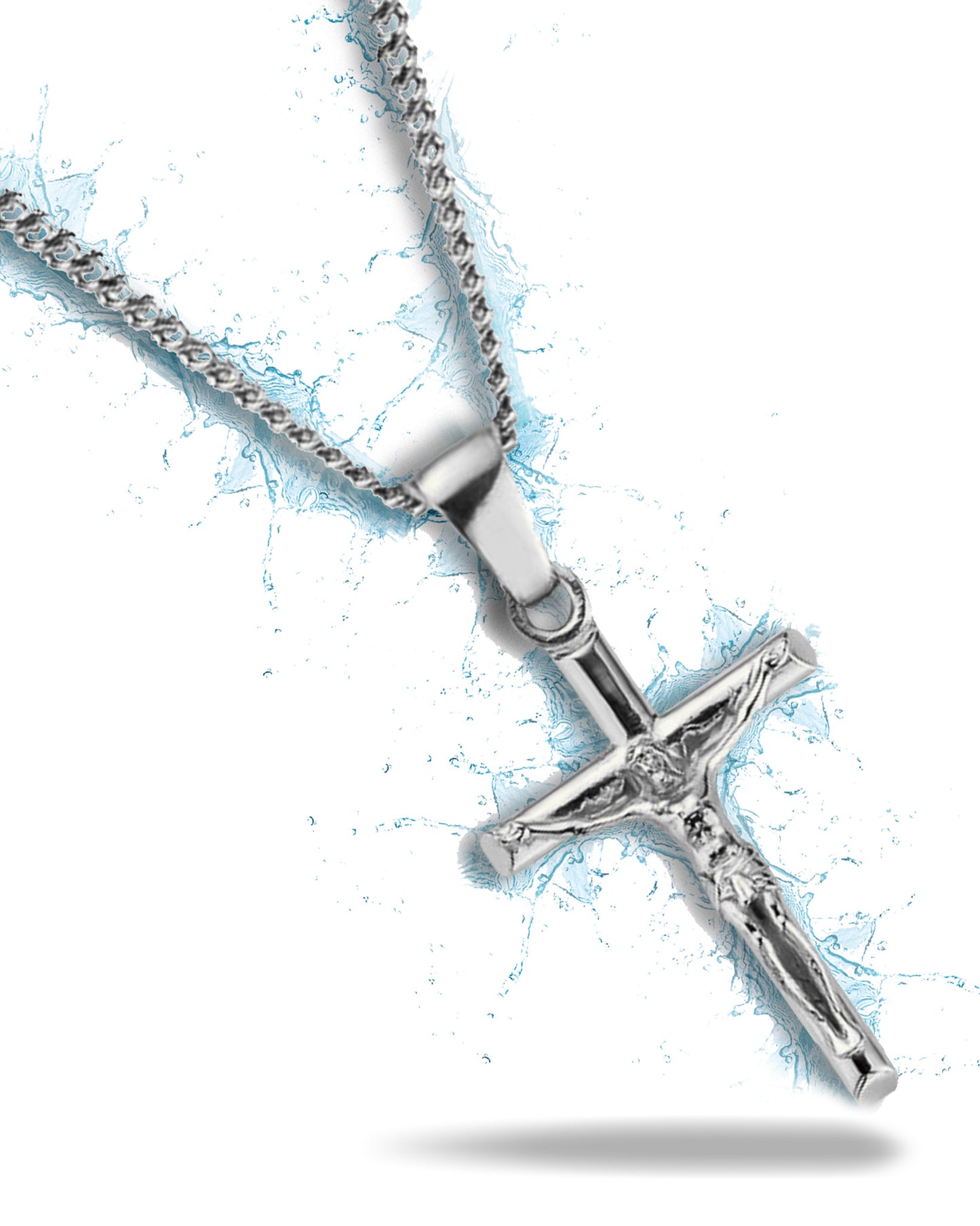 2MM Crucifix Pendant - Silver