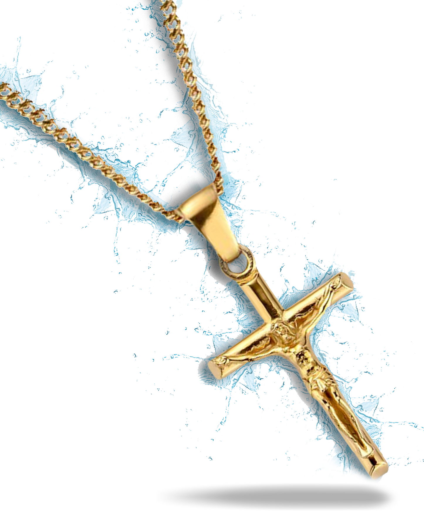 2MM Crucifix Pendant - Gold