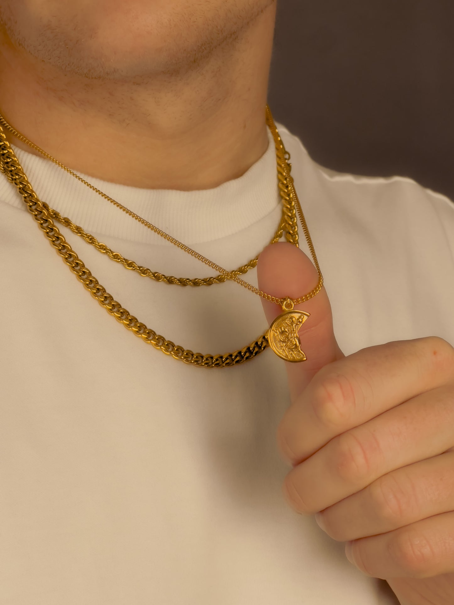 2MM Half Saint Pendant - Gold