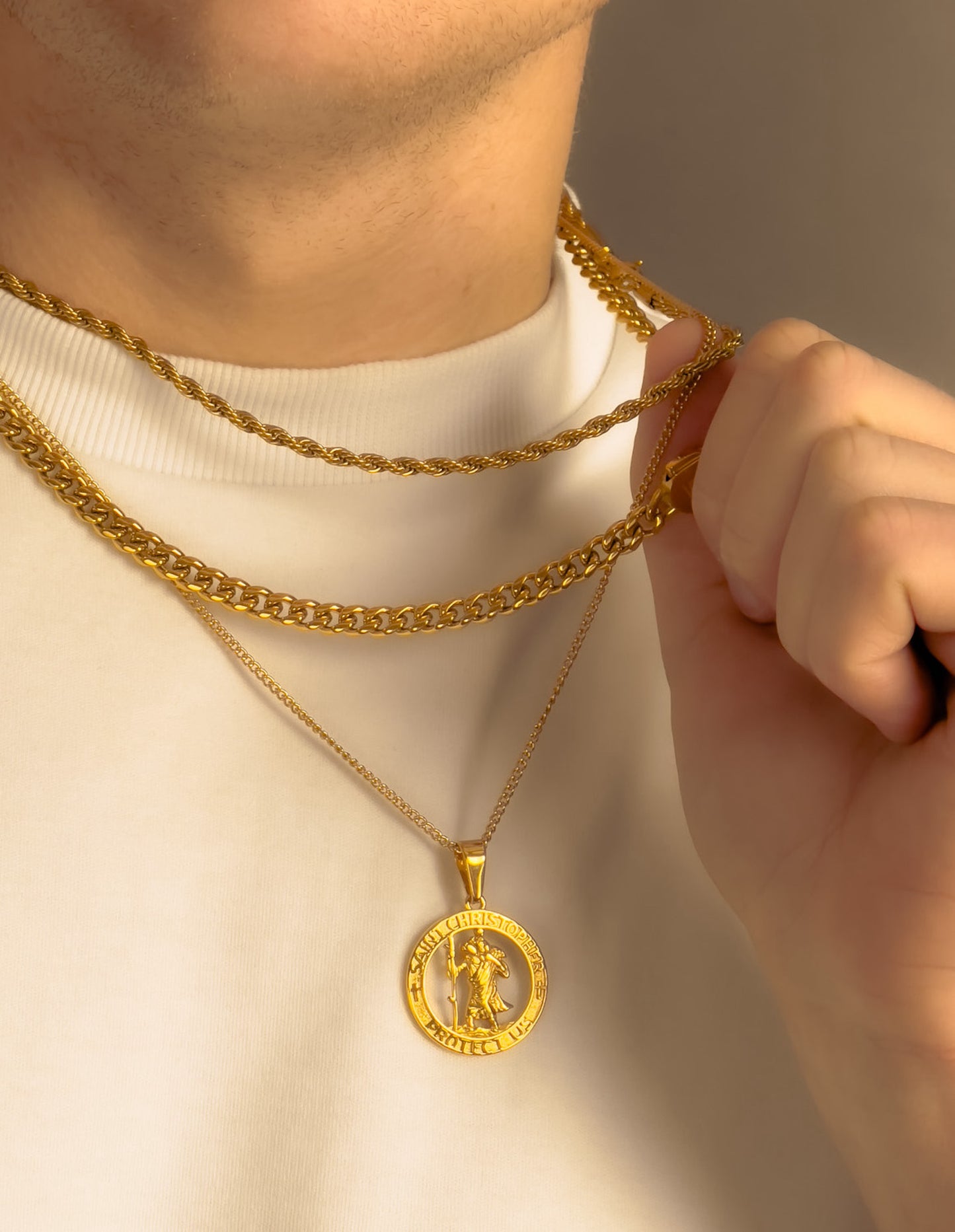 2MM St. Christopher Pendant - Gold